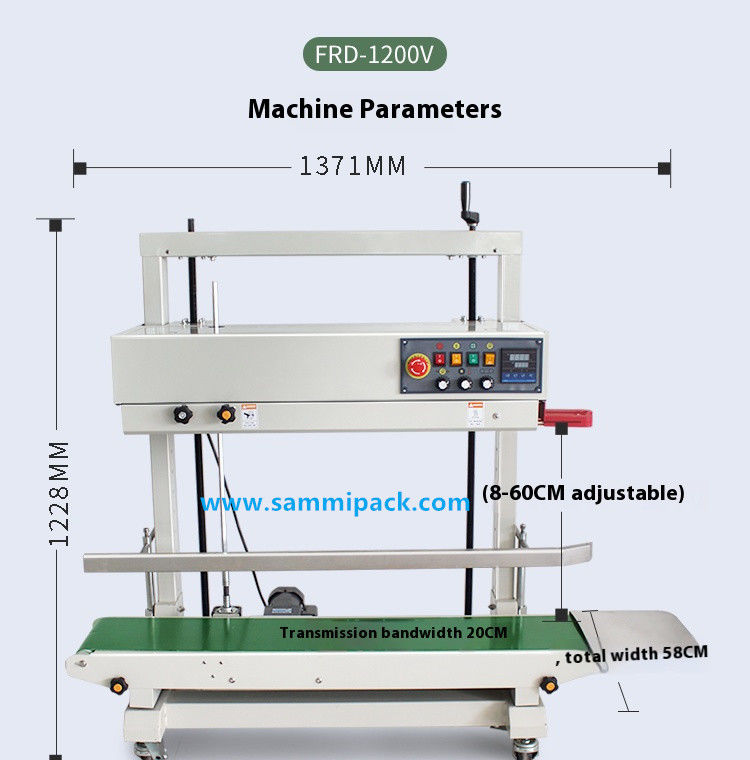 FRD-1200V Электрическая полуавтоматическая теплозапечатывающая машина для непрерывного вертикального уплотнения пластиковых пакетов для напитков