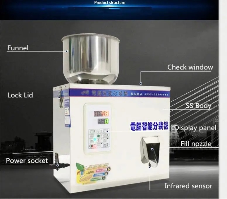 2-200g Semi-Automatic Salt Pill Filler Packing Machine with Efficient Motor for Granular Powder Chemical Beverage Applications
