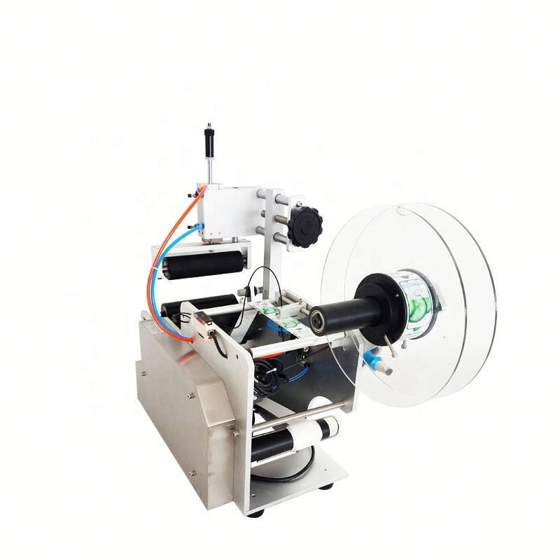 Высокоэффективная полуавтоматическая пневматическая этикетировочная машина для бутылок, простая в эксплуатации, деревянный ящик, двигатель, подшипник, ПЛК, коробка передач