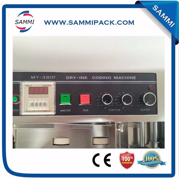 Автоматическая машина для кодирования твердыми чернилами MY-380 для печати номера партии/даты/срока годности на бумаге, пленочной упаковке и этикетках с термотрансферными роликами