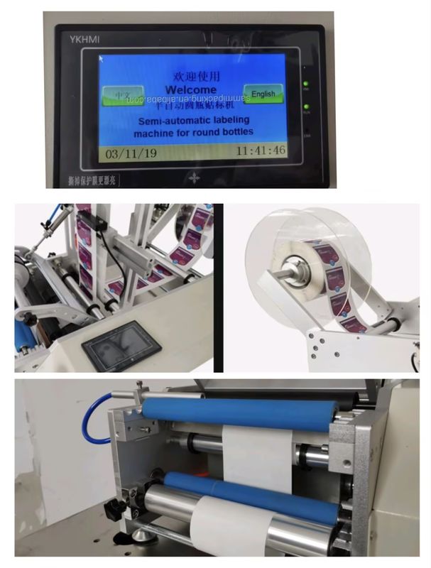 Высококачественная двусторонняя этикетировочная машина, настольный аппликатор этикеток для круглых емкостей/бутылок с функцией подсчета