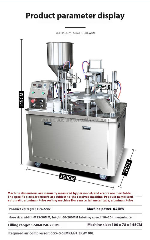 Машина для заполнения и уплотнения мягких труб по низкой цене Полуавтоматическая пластиковая машина для заполнения и уплотнения труб