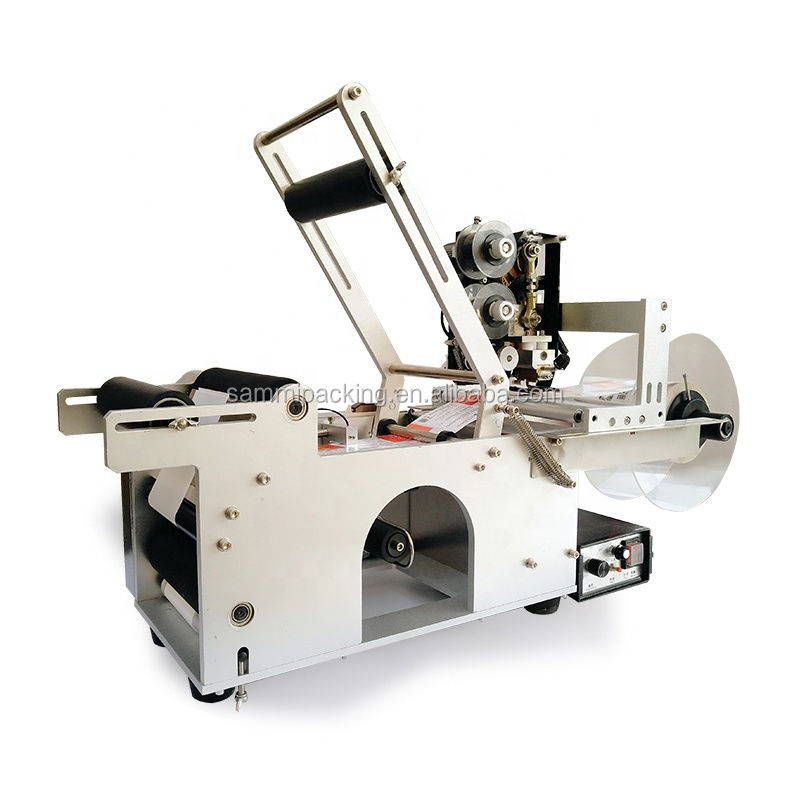 Высококачественная полуавтоматическая этикетировочная машина MT-50D для круглых бутылок/банок с термокодировщиком